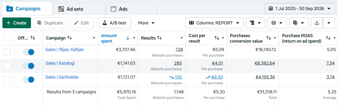 Core media gardēžu e-veikals case study Meta Ads